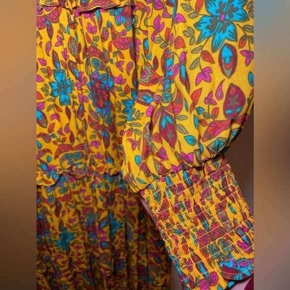 House of Harlow 1960 boho floral paisley print  long sleeve maxi dress size M - Picture 9 of 12